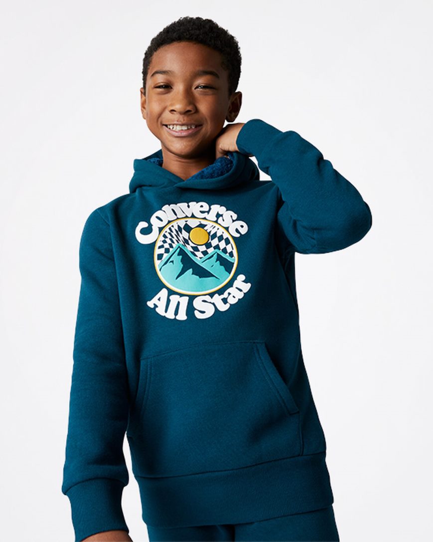 Moletom Com Capuz Converse Into The Wild Fleece Pullover Menino Azuis | PT B034780